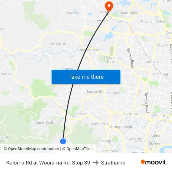 Kaloma Rd at Woorama Rd, Stop 39 to Strathpine map