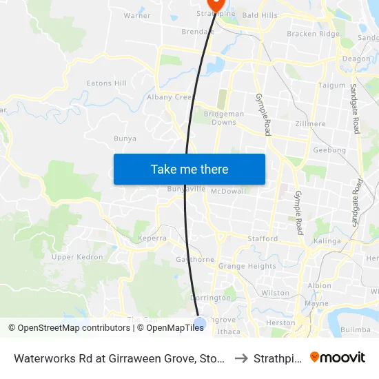 Waterworks Rd at Girraween Grove, Stop 21 to Strathpine map