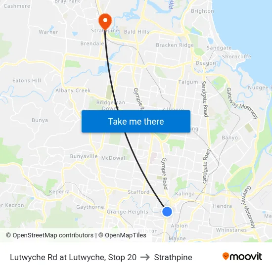 Lutwyche Rd at Lutwyche, Stop 20 to Strathpine map