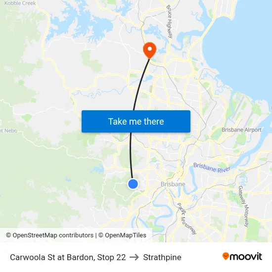 Carwoola St at Bardon, Stop 22 to Strathpine map