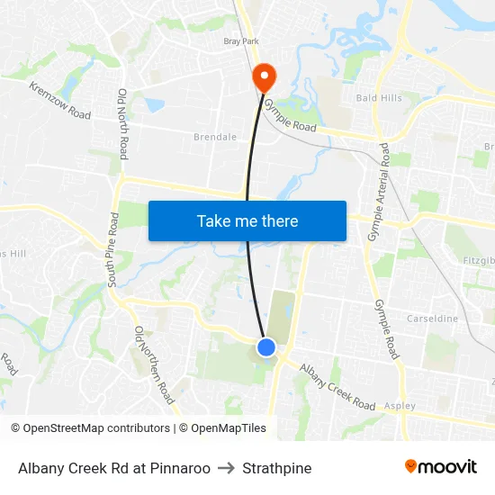 Albany Creek Rd at Pinnaroo to Strathpine map