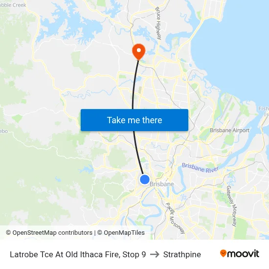 Latrobe Tce At Old Ithaca Fire, Stop 9 to Strathpine map