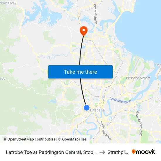 Latrobe Tce at Paddington Central, Stop 10 to Strathpine map