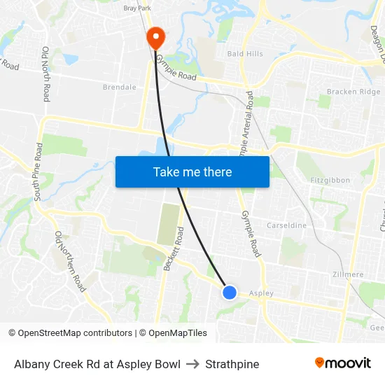 Albany Creek Rd at Aspley Bowl to Strathpine map