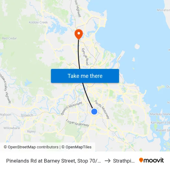 Pinelands Rd at Barney Street, Stop 70/71 to Strathpine map