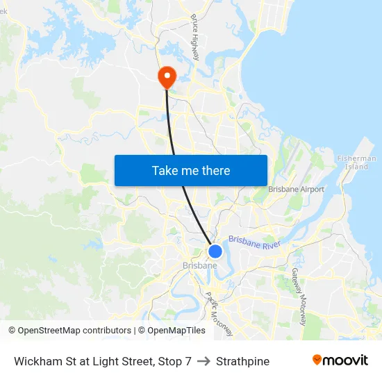 Wickham St at Light Street, Stop 7 to Strathpine map