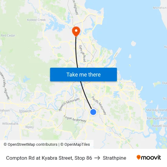 Compton Rd at Kyabra Street, Stop 86 to Strathpine map