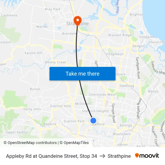 Appleby Rd at Quandeine Street, Stop 34 to Strathpine map