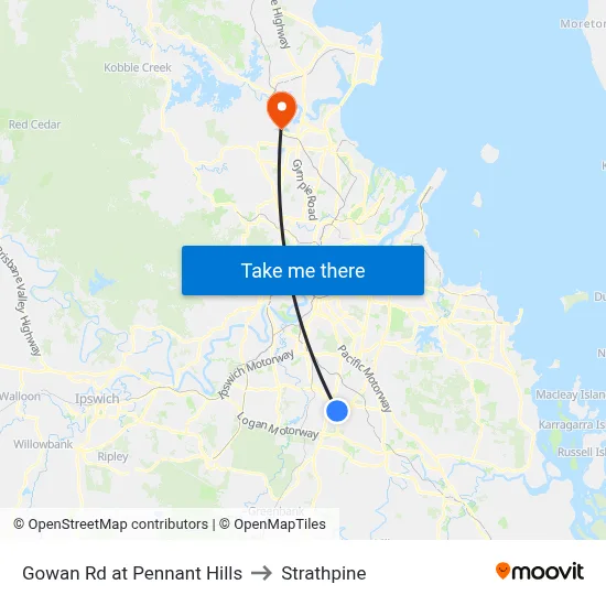 Gowan Rd at Pennant Hills to Strathpine map