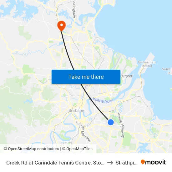 Creek Rd at Carindale Tennis Centre, Stop 46 to Strathpine map