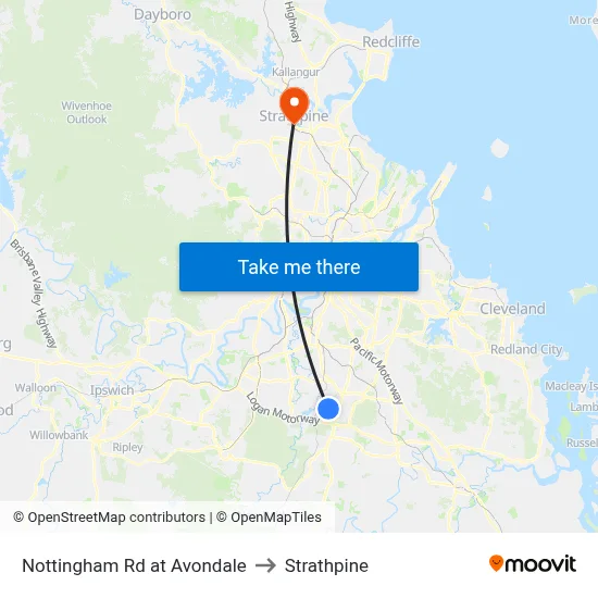Nottingham Rd at Avondale to Strathpine map