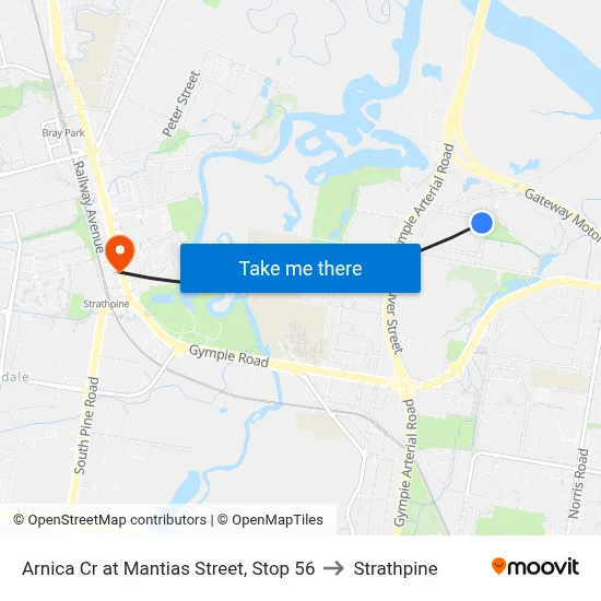 Arnica Cr at Mantias Street, Stop 56 to Strathpine map