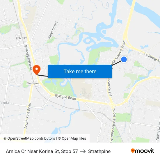 Arnica Cr Near Korina St, Stop 57 to Strathpine map