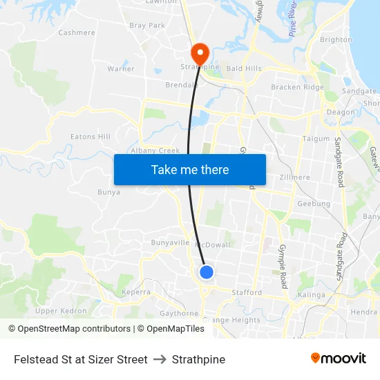 Felstead St at Sizer Street to Strathpine map