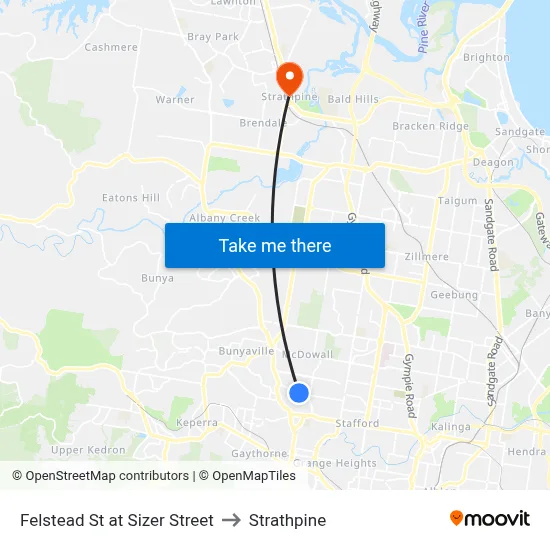Felstead St at Sizer Street to Strathpine map