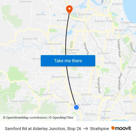 Samford Rd at Alderley Junction, Stop 26 to Strathpine map