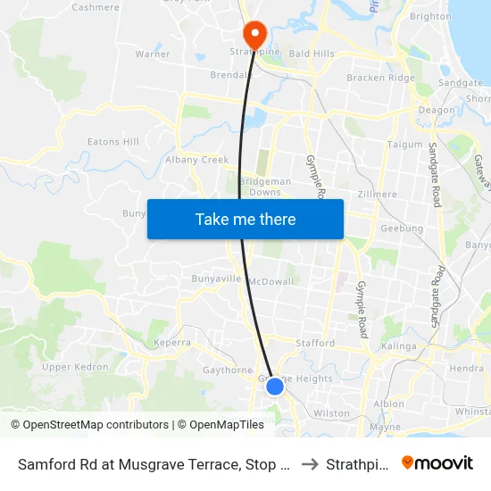 Samford Rd at Musgrave Terrace, Stop 27 to Strathpine map