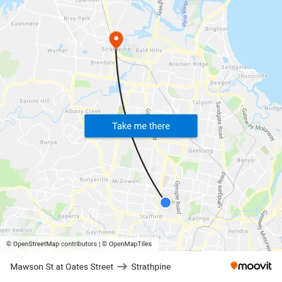 Mawson St at Oates Street to Strathpine map