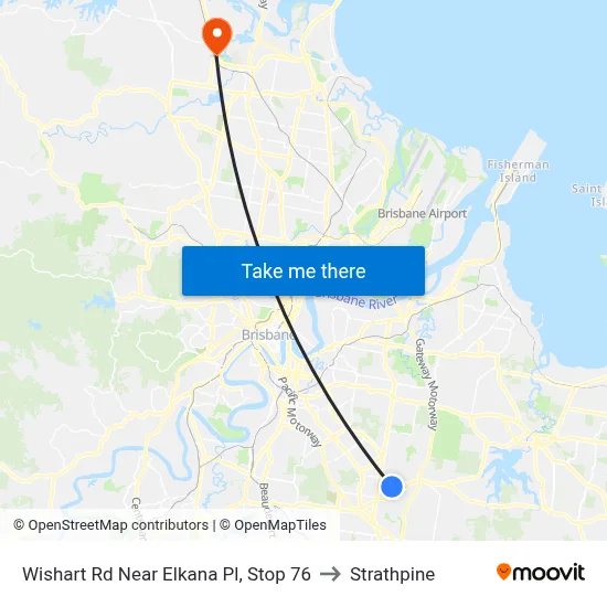 Wishart Rd Near Elkana Pl, Stop 76 to Strathpine map