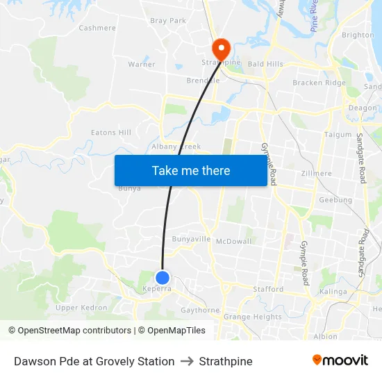 Dawson Pde at Grovely Station to Strathpine map