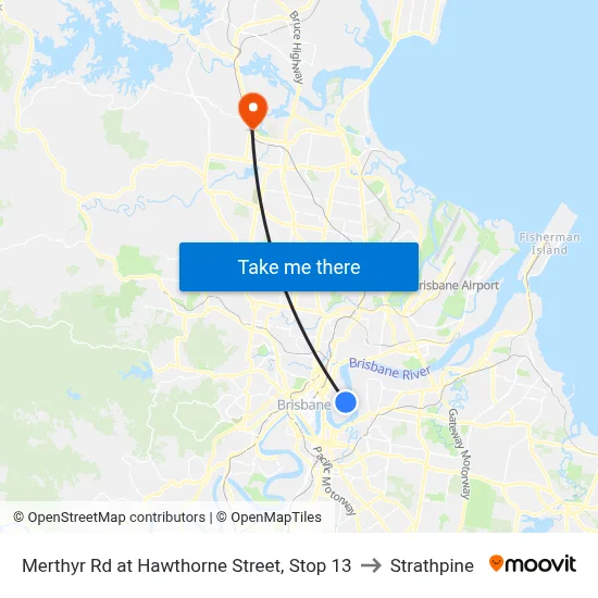 Merthyr Rd at Hawthorne Street, Stop 13 to Strathpine map