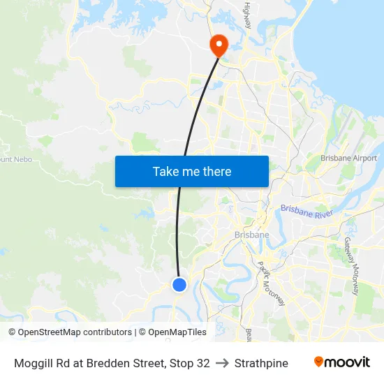 Moggill Rd at Bredden Street, Stop 32 to Strathpine map