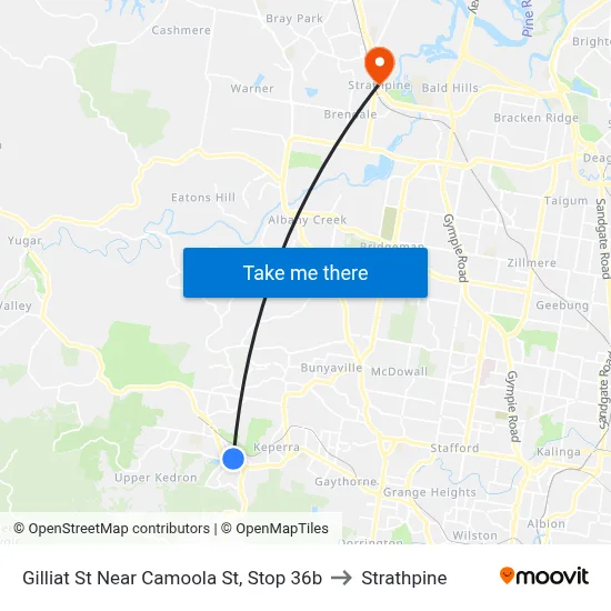 Gilliat St Near Camoola St, Stop 36b to Strathpine map