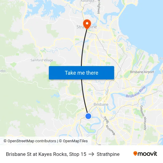 Brisbane St at Kayes Rocks, Stop 15 to Strathpine map