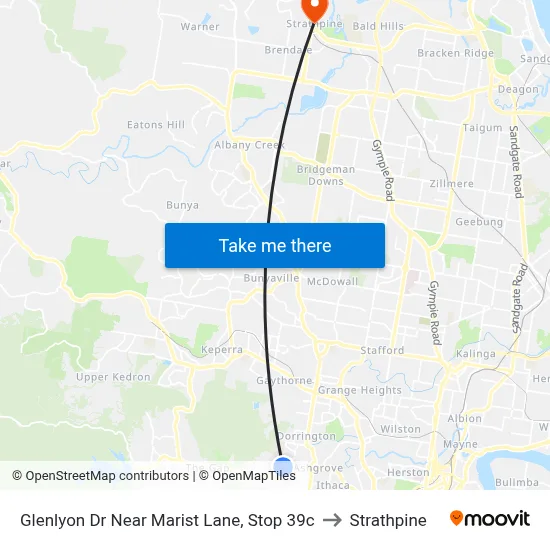 Glenlyon Dr Near Marist Lane, Stop 39c to Strathpine map