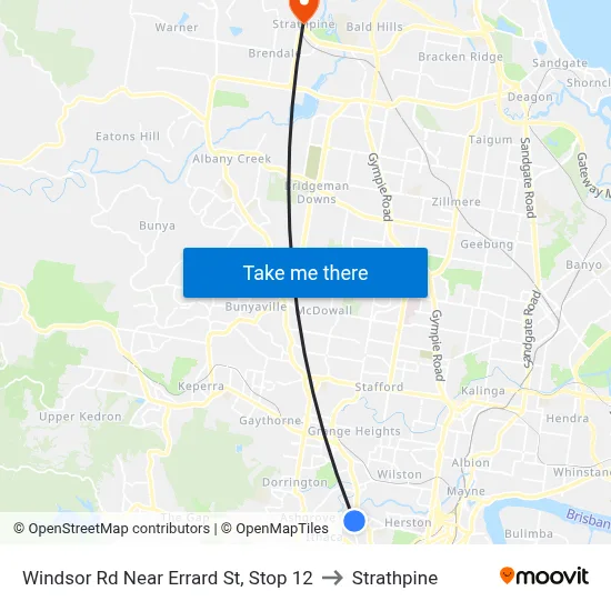 Windsor Rd Near Errard St, Stop 12 to Strathpine map