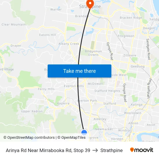 Arinya Rd Near Mirrabooka Rd, Stop 39 to Strathpine map