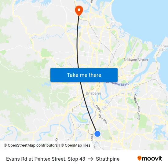 Evans Rd at Pentex Street, Stop 43 to Strathpine map