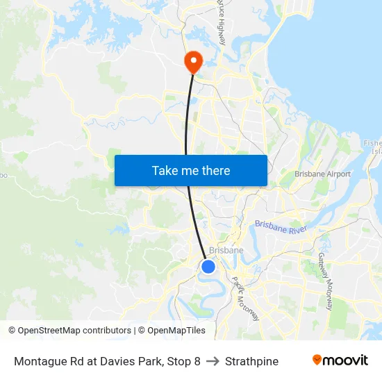 Montague Rd at Davies Park, Stop 8 to Strathpine map