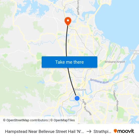 Hampstead Near Bellevue Street Hail 'N' Ride to Strathpine map