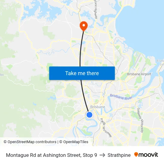 Montague Rd at Ashington Street, Stop 9 to Strathpine map