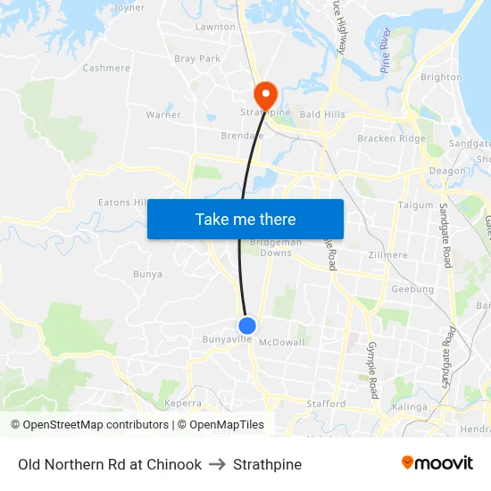 Old Northern Rd at Chinook to Strathpine map