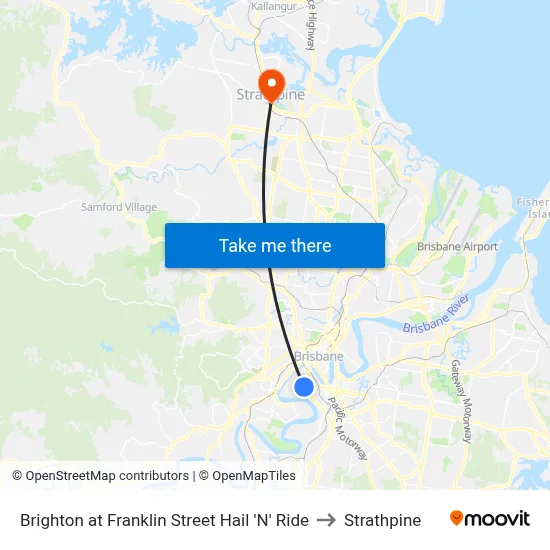 Brighton at Franklin Street Hail 'N' Ride to Strathpine map