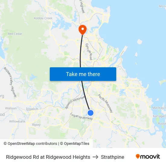 Ridgewood Rd at Ridgewood Heights to Strathpine map