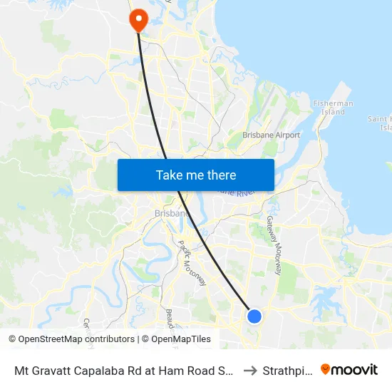 Mt Gravatt Capalaba Rd at Ham Road South to Strathpine map