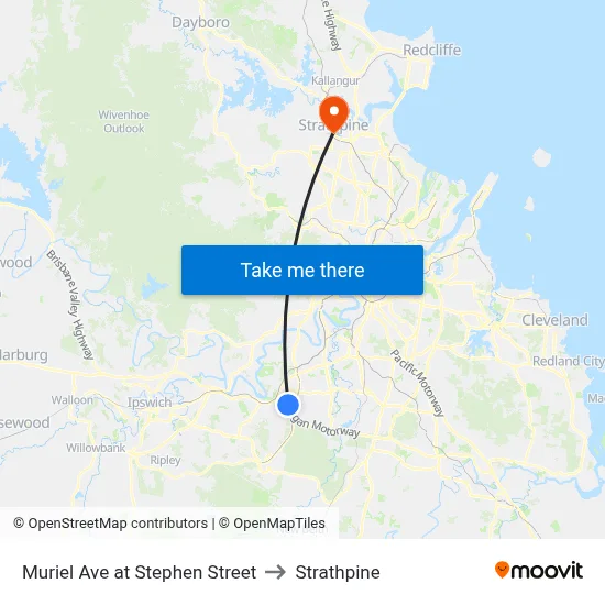 Muriel Ave at Stephen Street to Strathpine map
