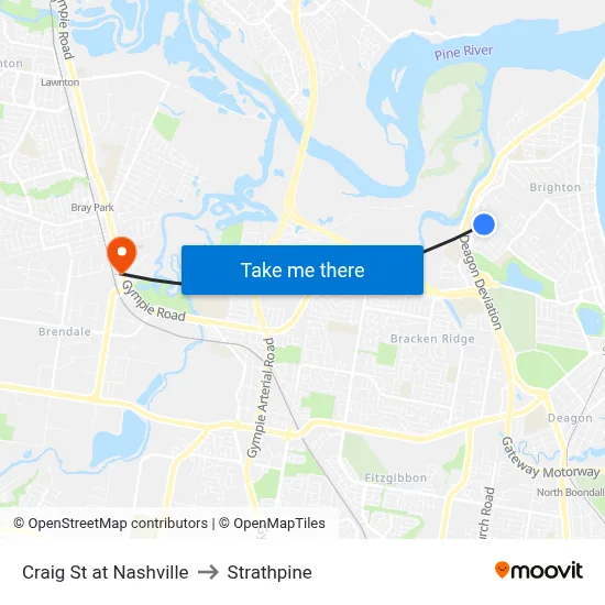 Craig St at Nashville to Strathpine map