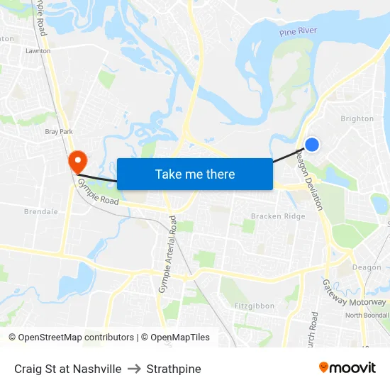 Craig St at Nashville to Strathpine map