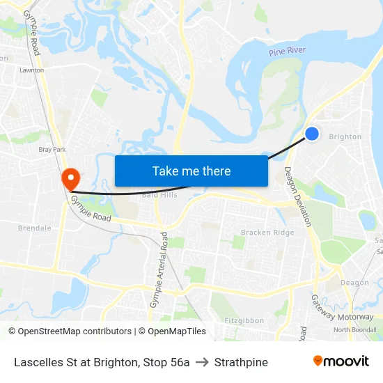 Lascelles St at Brighton, Stop 56a to Strathpine map