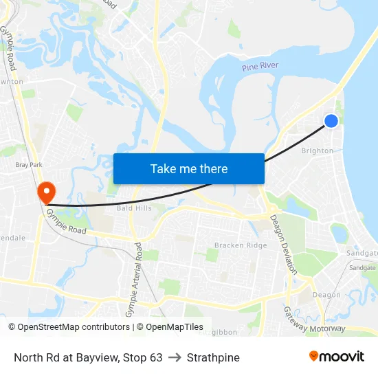North Rd at Bayview, Stop 63 to Strathpine map