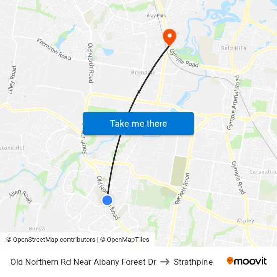 Old Northern Rd Near Albany Forest Dr to Strathpine map
