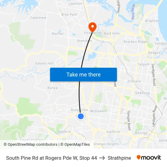 South Pine Rd at Rogers Pde W, Stop 44 to Strathpine map
