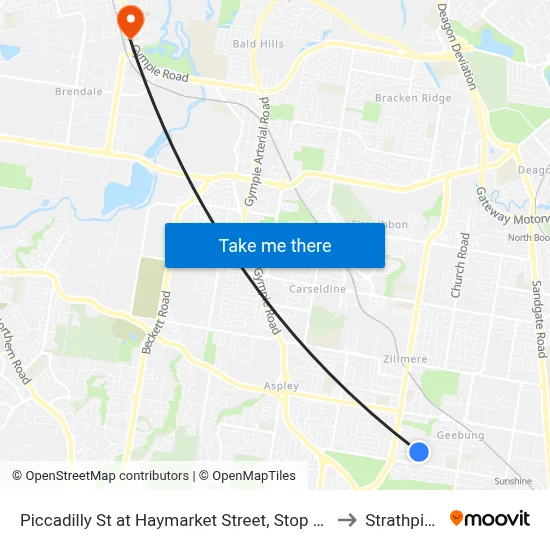 Piccadilly St at Haymarket Street, Stop 48 to Strathpine map