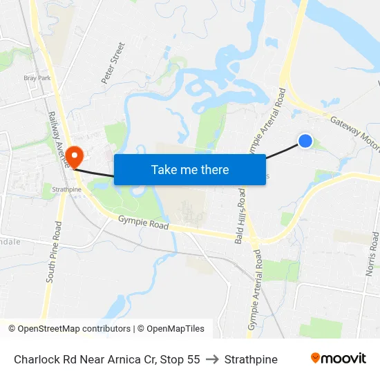Charlock Rd Near Arnica Cr, Stop 55 to Strathpine map