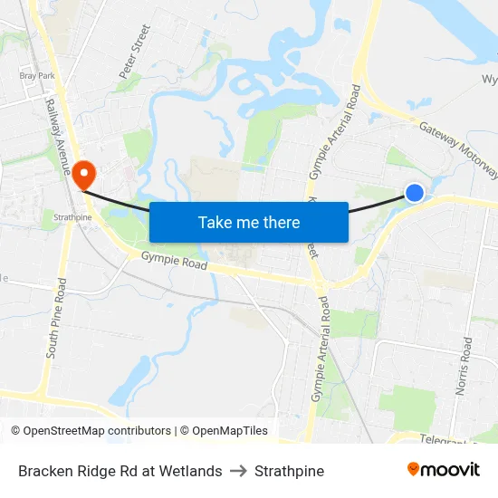 Bracken Ridge Rd at Wetlands to Strathpine map