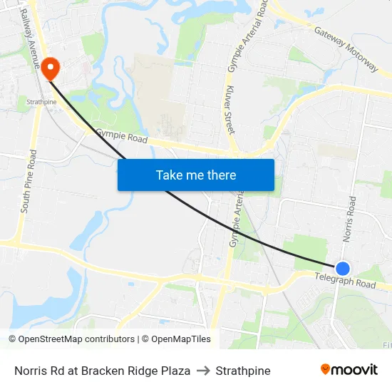Norris Rd at Bracken Ridge Plaza to Strathpine map